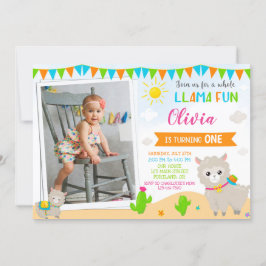 Invitación al cumpleaños de Llama Foto Invitación
