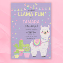 Invitación al cumpleaños de Llama, llama divertida