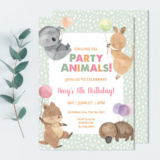 Invitación al cumpleaños de los animales australia