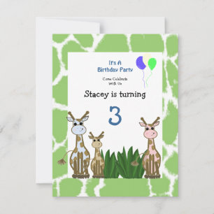 Invitación al cumpleaños de los animales de jirafa