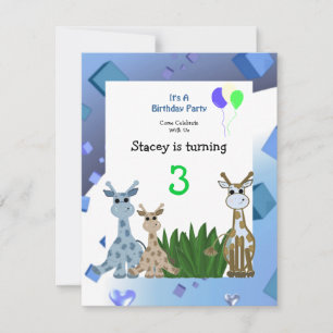 Invitación al cumpleaños de los animales de jirafa