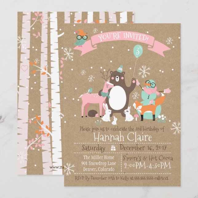 Invitación al cumpleaños de los Chicas de invierno (Anverso / Reverso)