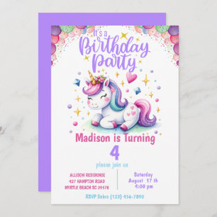 Invitación al cumpleaños de los Chicas unicornios 