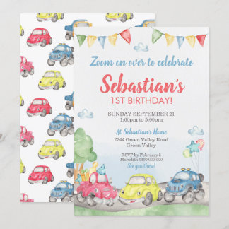 Invitación al cumpleaños de los coches de clase