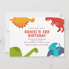 Invitación al cumpleaños de los dinosaurios blanco