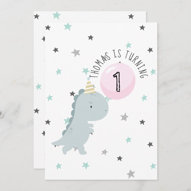 Invitación al cumpleaños de los dinosaurios curado (Anverso / Reverso)