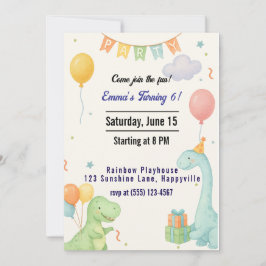 Invitación al cumpleaños de los dinosaurios cutáne