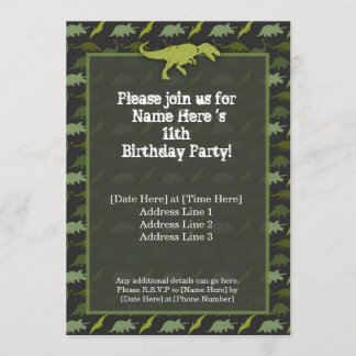 Invitación al cumpleaños de los dinosaurios verdes