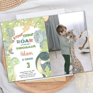 Invitación al cumpleaños de los dinosaurios verdes