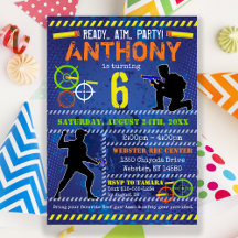 Invitación al cumpleaños de los Fiestas Dart Blast