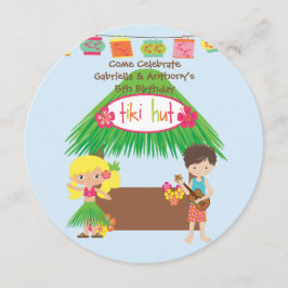 Invitación al cumpleaños de los gemelos Tiki Hut R