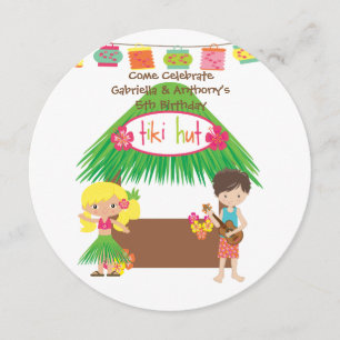 Invitación al cumpleaños de los gemelos Tiki Hut R