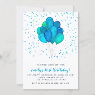 Invitación al cumpleaños de los globos Confetti