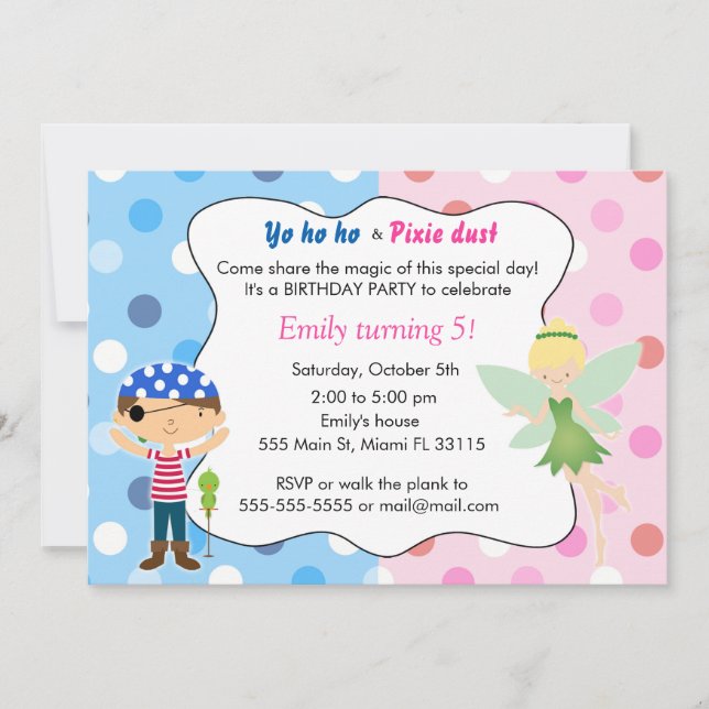 Invitación al cumpleaños de los hatos piratas Pink (Anverso)