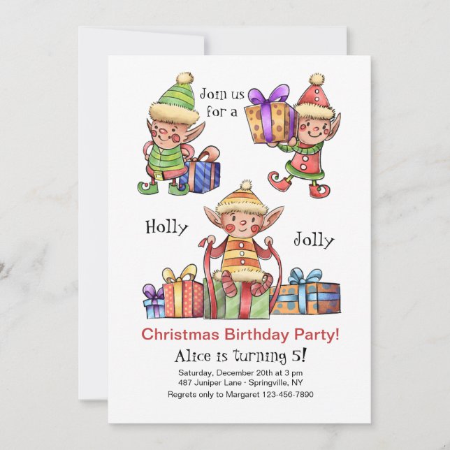 Invitación al cumpleaños de los Navidades de Water (Anverso)