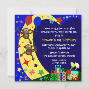 Invitación al cumpleaños de los niños: 011 Monos