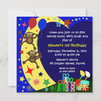 Invitación al cumpleaños de los niños: 011 Monos