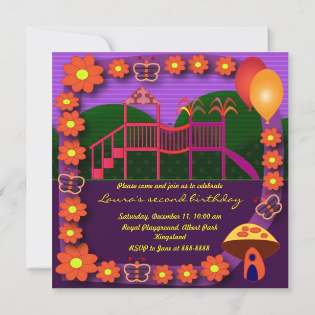 Invitación al cumpleaños de los niños:037: Zona de (Anverso)
