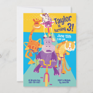 Invitación al cumpleaños de los niños con animales