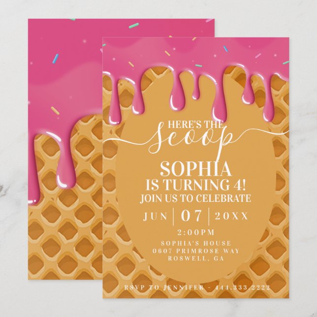 Invitación al cumpleaños de los niños con crema de (Anverso / Reverso)