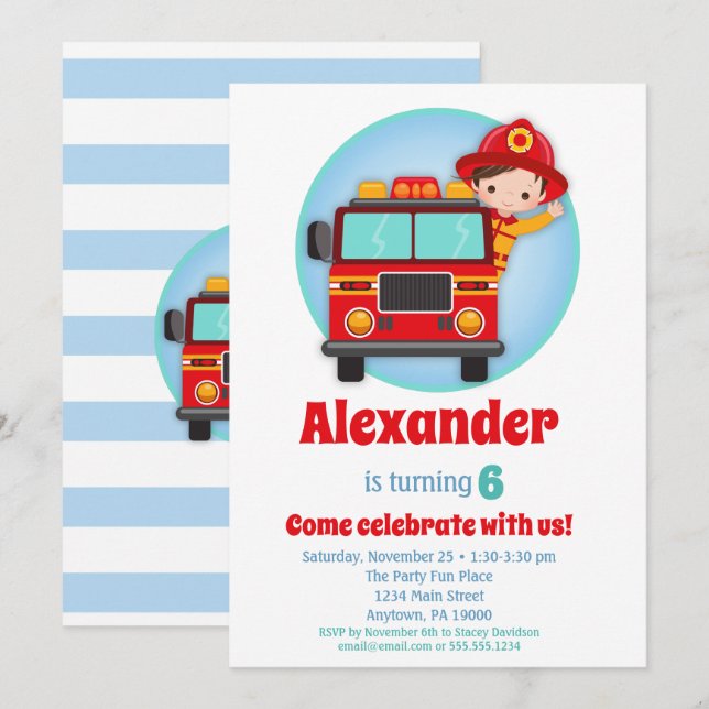 Invitación al cumpleaños de los niños con pelo par (Anverso / Reverso)