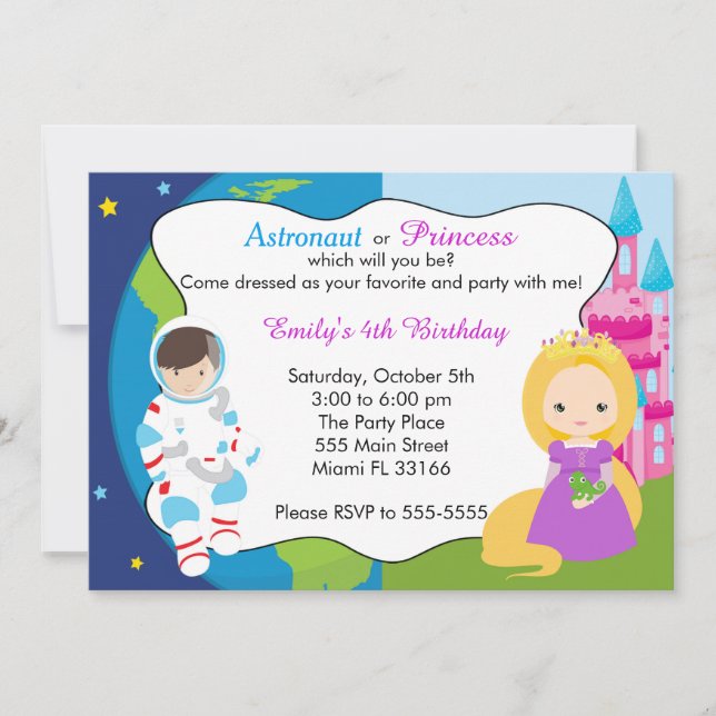Invitación al cumpleaños de los niños de la prince (Anverso)