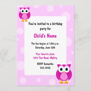 Invitación al cumpleaños de los niños de Lechuzas 