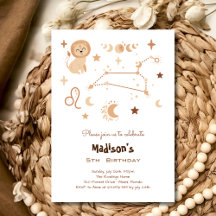Invitación al cumpleaños de los niños de Leo zodia