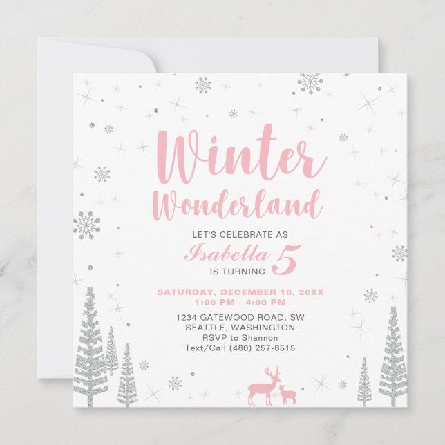 Invitación al cumpleaños de los niños de Winter Wo (Anverso)