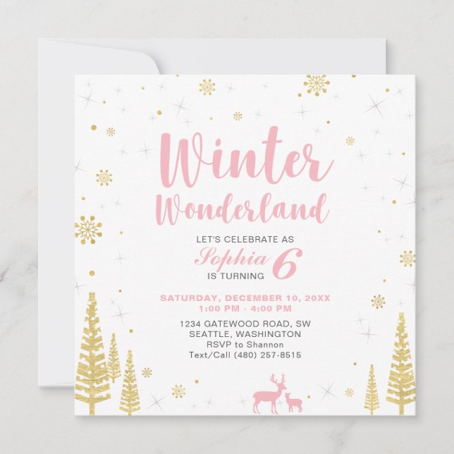 Invitación al cumpleaños de los niños de Winter Wo (Anverso)