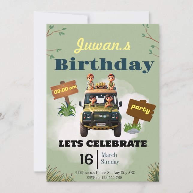 Invitación al cumpleaños de los niños, diseño Fies (Anverso)