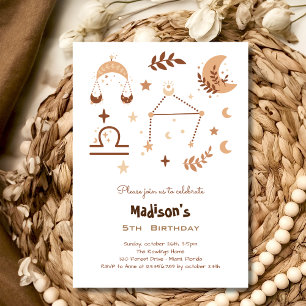 Invitación al cumpleaños de los niños Libra zodiac