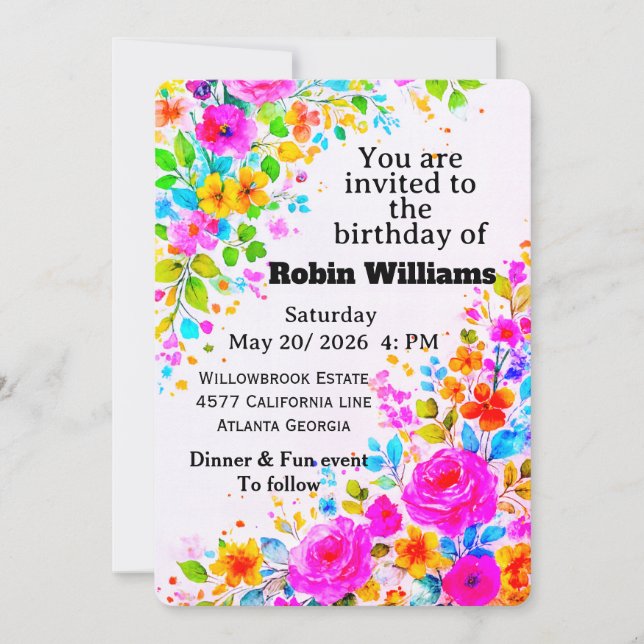 Invitación al cumpleaños de los niños personalizab (Anverso)
