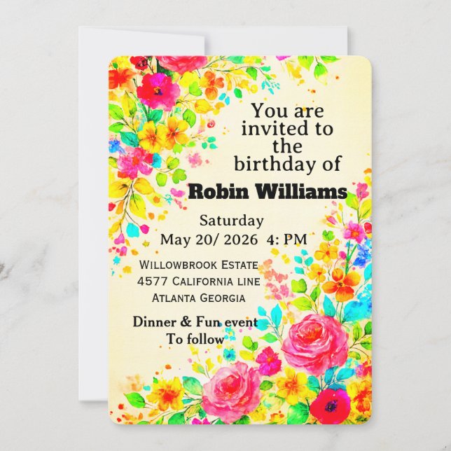 Invitación al cumpleaños de los niños personalizab (Anverso)