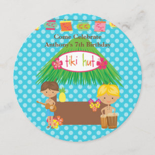 Invitación al cumpleaños de los niños Tiki Hut Rou