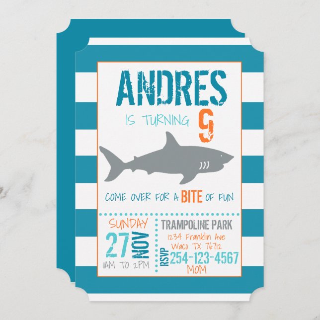 Invitación al cumpleaños de los tiburones (Anverso / Reverso)