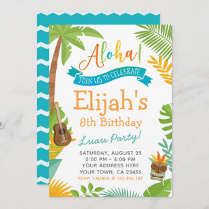 Invitación al cumpleaños de Luau