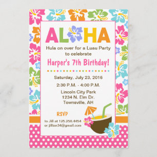 Invitación al cumpleaños de Luau