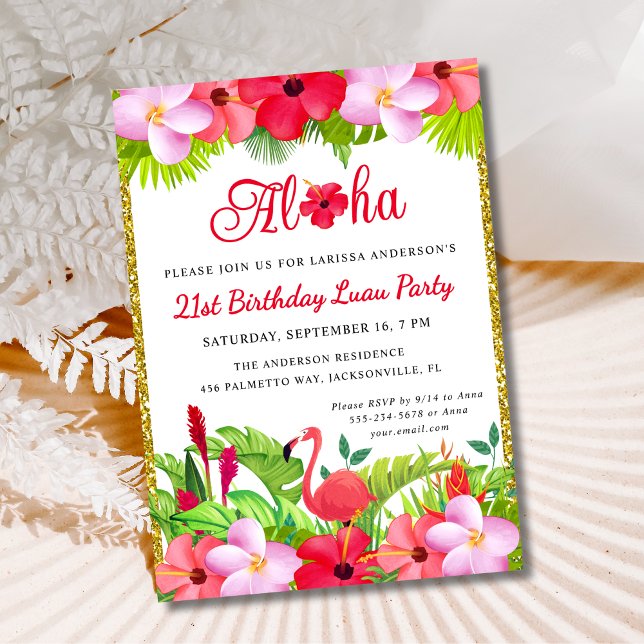 Invitación al cumpleaños de Luau de Aloha Luau Tro (Subido por el creador)