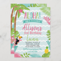 Invitación al cumpleaños de Luau Hawaiian