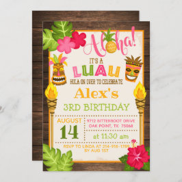 Invitación al cumpleaños de Luau - Texto Naranja