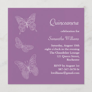 Invitación al cumpleaños de Mariposa (púrpura)