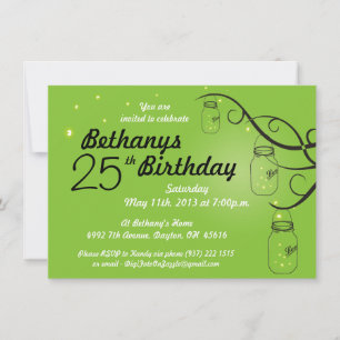 Invitación al cumpleaños de Mason Jar en Lime Gree