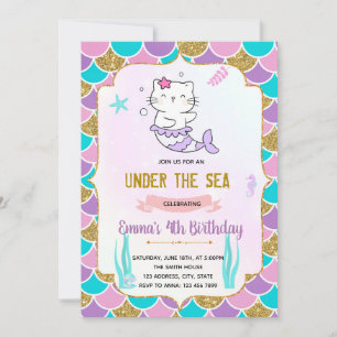 Invitación al cumpleaños de Mermaid