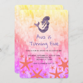Invitación al cumpleaños de Mermaid Purple Starfis