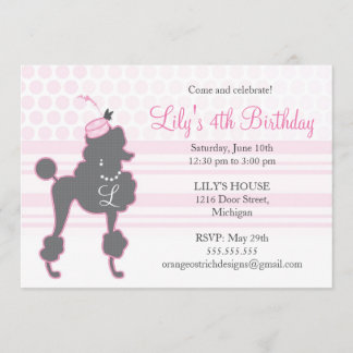 Invitación al cumpleaños de Monograma Francés Pood