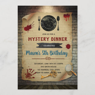 Invitación al cumpleaños de Murder Mystery Dinner