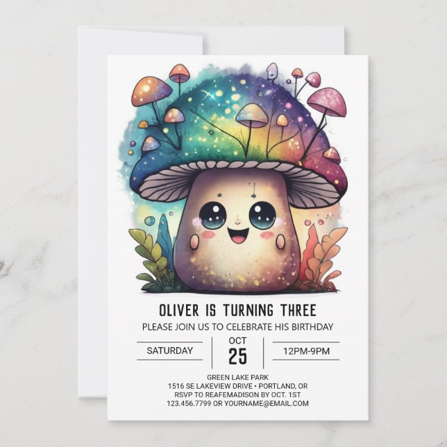 Invitación al cumpleaños de Mushroom Magic Kids (Anverso)