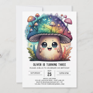 Invitación al cumpleaños de Mushroom Magic Kids