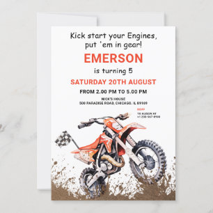 Invitación al cumpleaños de Naranja Dirt Bike